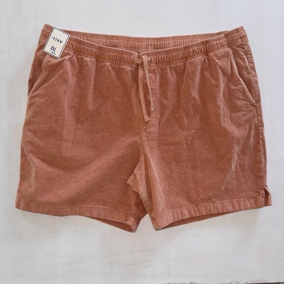 ROWM Corduroy Shorts Mens XXL Coral Salmon Pink Orange Drawstring Cotton - Picture 1 of 10